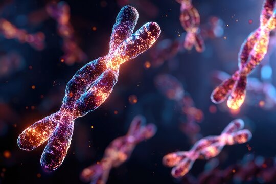 Chromosomes in vibrant microscopic view
