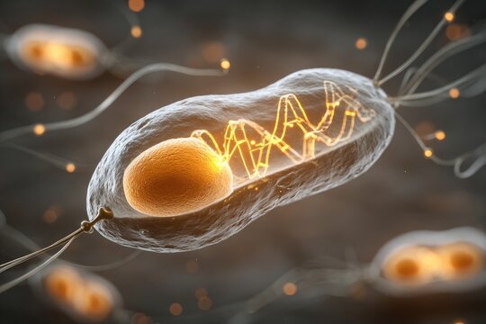 Microscopic view of a bacterium