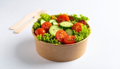 Fresh salad in bowl with tomatoes and cucumbers vibrant colors healthy eating high quality professional