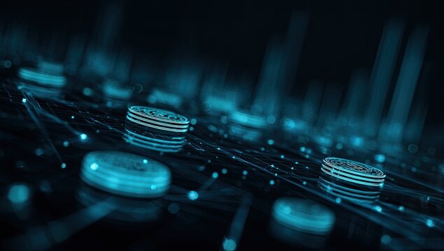 Abstract digital graphic of interconnected circles - Powered by Adobe