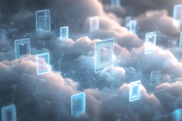 Abstract digital cloud computing concept