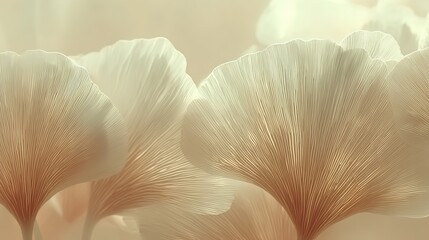 Delicate Translucent Petals Cream Beige Shades Off-White Background Dreamy Shallow Focus