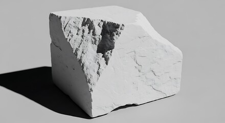 Rough white rock with jagged edges on a gray background