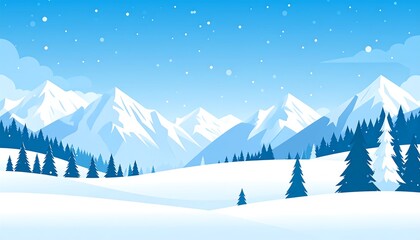 Snowy mountain winter landscape.