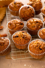 Healthy pumpkin muffins with oats and nuts