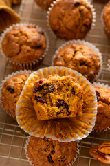 Healthy pumpkin muffins with oats and nuts