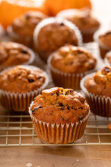 Healthy pumpkin muffins with oats and nuts
