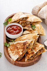 Ground turkey and cheddar quesadillas with salsa