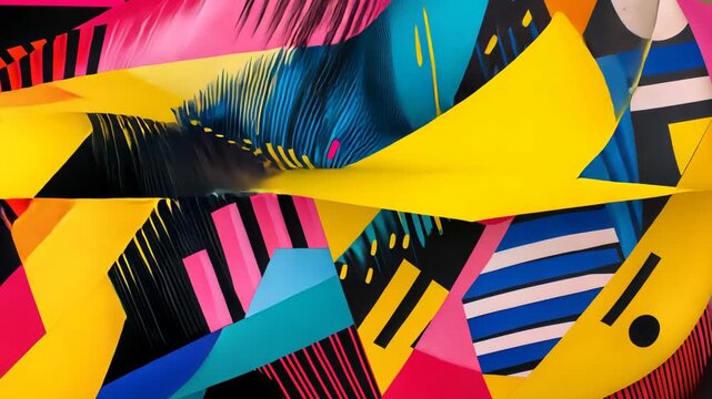 Dynamic animation of vibrant geometric shapes, creating a modern and energetic abstract background - Powered by Adobe