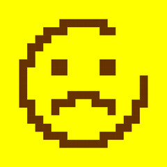 Happy and Sad Pixel Emojis: Emotional Duo Set, Pixelated Moods: Retro Smiley and Frowny Face Art, Opposite Expressions: 8-bit Happy and Sad Icons