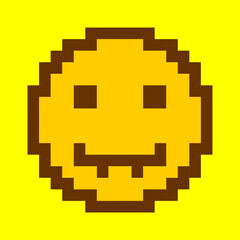 Pixel Art Smiley Face: Retro Style Emoticon, Happy 8-bit Smiley: Classic Digital Icon, Simple Pixel Smiley for Digital Design