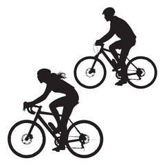 elegant bicycle silhouette vector showing road and mountain riders active lifestyle fitness adventure illustration scene