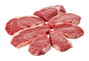 Obraz premium Sizzling steak cuts butcher shop food indoor environment aerial culinary delights isolated on transparent background