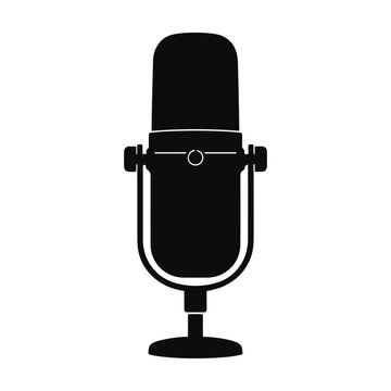 Podcast Microphone Silhouette Vector PNG Transparent Background EDITABLE
