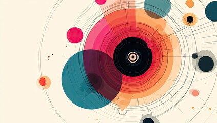 Abstract circular design with overlapping shapes