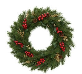 Festive christmas wreath decoration home interior holiday season seasonal decor ideas isolated on transparent background