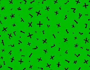 Fototapeta premium Abstract pattern of black symbols on a green background