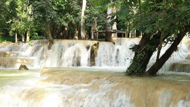 tad sae waterfall in luangprabang, laos, waterfall in the forest