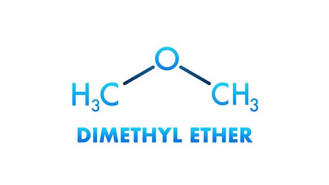 Dimethyl Ether Chemical Formula with White and Green Screen Background