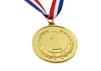 Winning moment gold medal celebration sports event indoor arena excitement viewpoint achievement isolated on transparent background