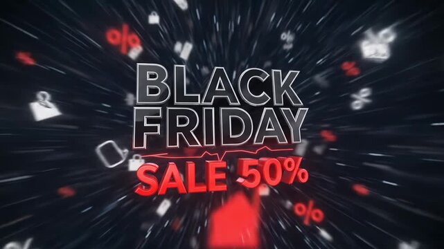 Dynamic Black Friday Sale: 50% Off with Shopping Bag Icons