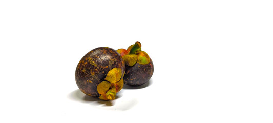 Mangosteen fruit is said to be the queen of fruits. On a white background