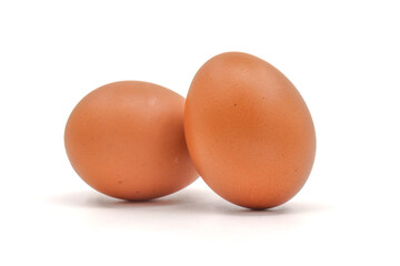 Eggs on a white background are a good source of protein. which helps build and repair worn out parts of the body.