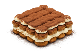 Delicious tiramisu dessert creation italian cuisine food studio setting culinary art isolated on transparent background