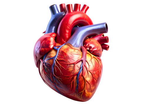 anatomical human heart isolated on transparent background Generative Ai.
