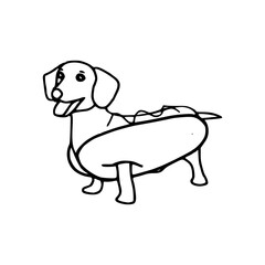 minimalist outlined sausage dog