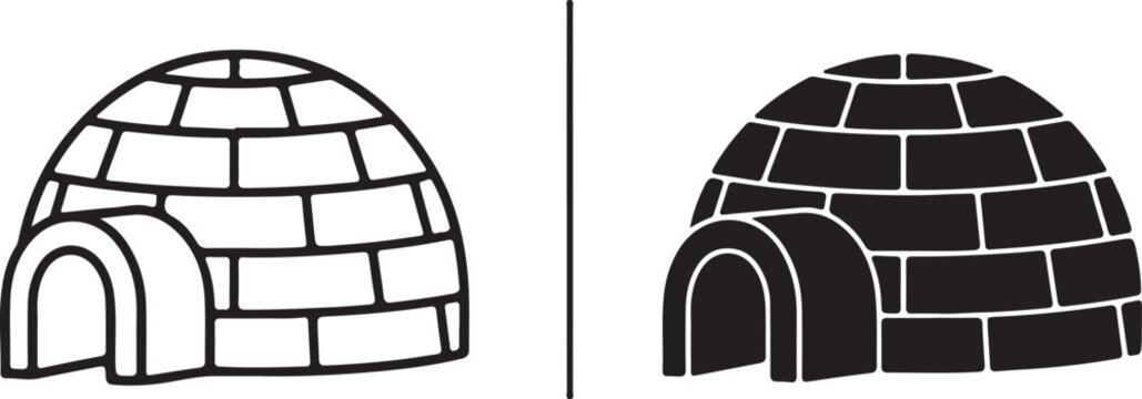 Igloo Icon: Vector Symbol, Black and White, Igloo house Isolated Background, Simple Igloo Design