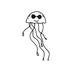 fun jellyfish doodle with shades