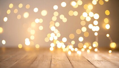 Festive Golden Lights Wooden Table.