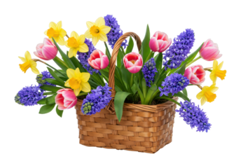 Vibrant spring flower arrangement garden setting floral composition bright environment aesthetic viewpoint isolated on transparent background