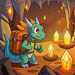 little dragon wearing a backpack