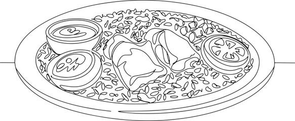 Elegant single line drawing featuring emirati machboos 