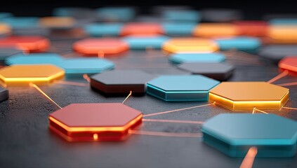 Abstract network of glowing hexagons (2)