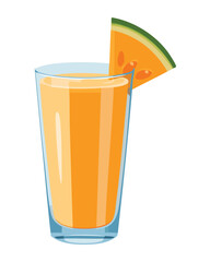 Fresh Cantaloupe Juice in a Glass with a Melon Garnish - Vector Illustration