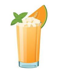Refreshing Cantaloupe Smoothie in a Glass with a Garnish - Vector Illustration
