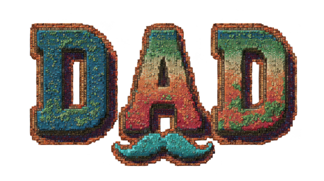 Dad is a colorful word with a mustache