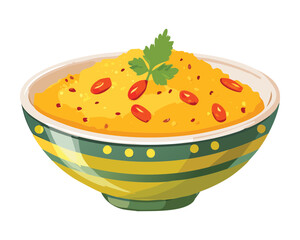Savory Yellow Melon Chutney with Spices in a Bowl - Vector Illustration