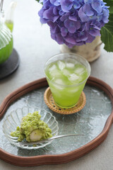 ずんだ餅と緑茶のおやつ