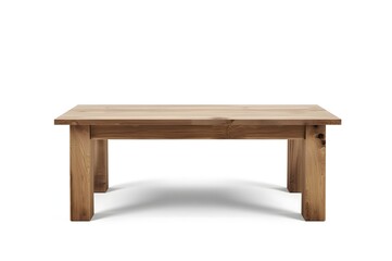 Front view of wooden table isolated on white background with clipping path included