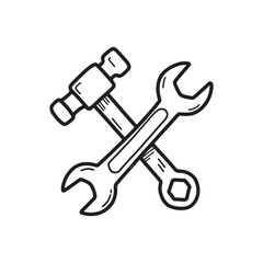 Hammer And Wrench Crossed Tool Icon