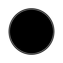 Black circle with white outline isolated on transparent background