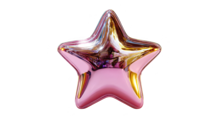 Shiny, pink star with a gold center