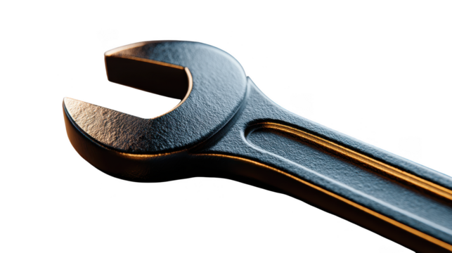 Wrench is shown with the handle facing up and the open end facing down