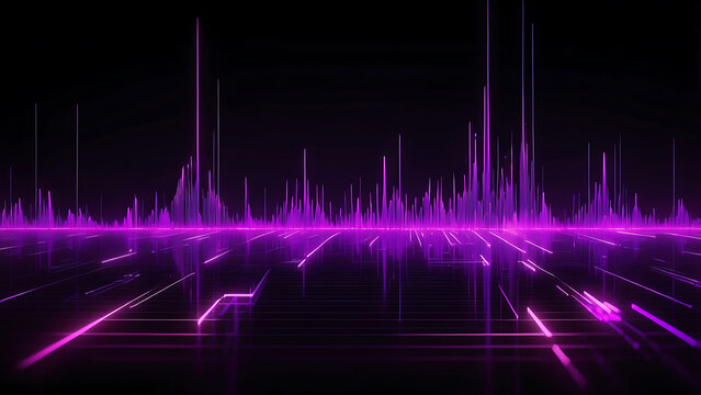 Digital Soundwave Lines Background with Glitch Effect, AI