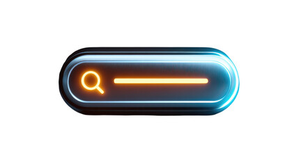 Glowing blue button with a yellow line on it