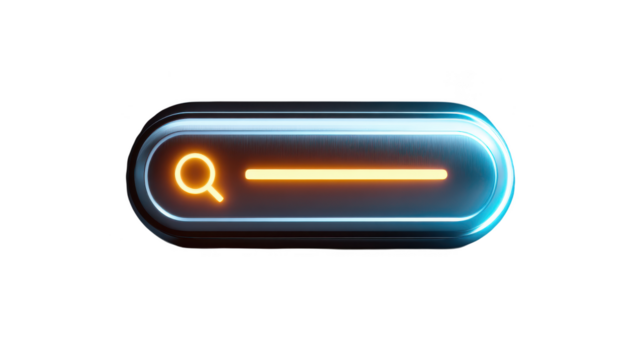 Glowing blue button with a yellow line on it